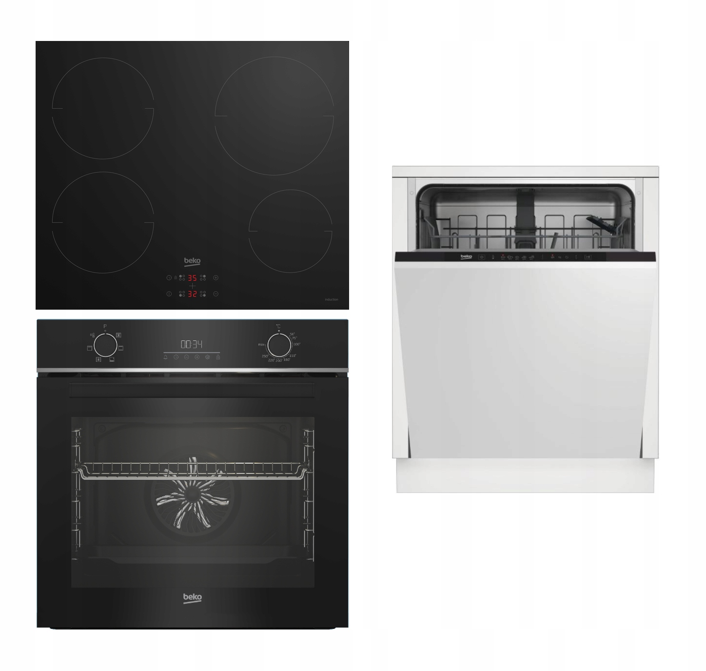 Kompletny Zestaw do Zabudowy Beko: Piekarnik BBIE123001BD + Płyta Indukcyjna HII64400MT + Zmywarka DIN 35320 - obrazek 2