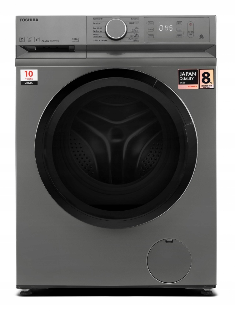 Pralka TOSHIBA TW-BL90A4PL(SS) - Wolnostojąca, 8 kg, 1400 obr/min, Klasa B